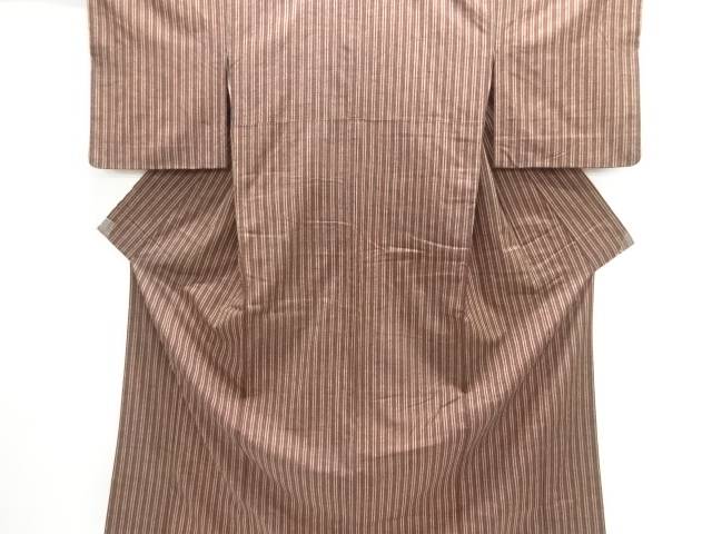 縞織り出し手織り紬着物【中古】【着】【紬・お召し】 宗sou