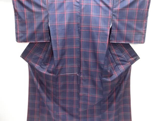 未使用品　格子織り出し本場大島紬着物【着】【紬・お召し】 宗sou