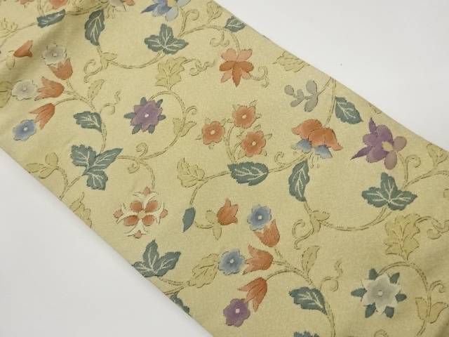花唐草模様織出し名古屋帯【中古】【着】【名古屋帯】 宗sou