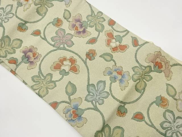 花唐草模様織出し名古屋帯【中古】【着】【名古屋帯】 宗sou
