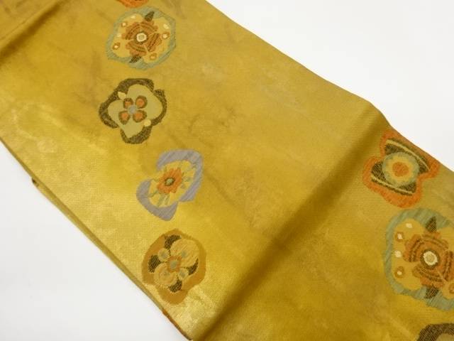 抽象花葉模様織出し名古屋帯【中古】【着】【名古屋帯】 宗sou