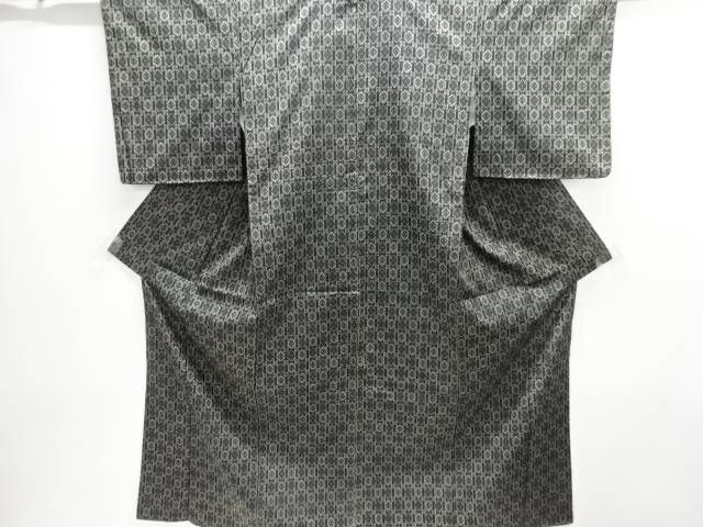 格子に花模様織り出し西陣伝承紬着物アンサンブル【中古】【着】【紬・お召し】 宗sou
