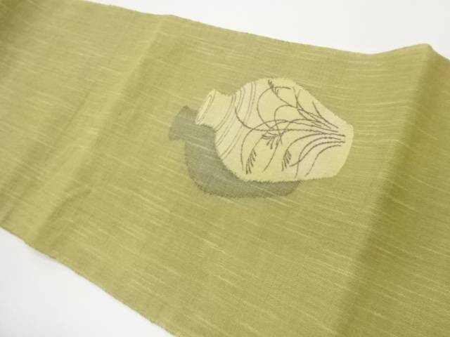 紗紬壺に芒模様織出し名古屋帯【中古】【着】【名古屋帯】 宗sou｜お茶道具・着物　【宗 sou】