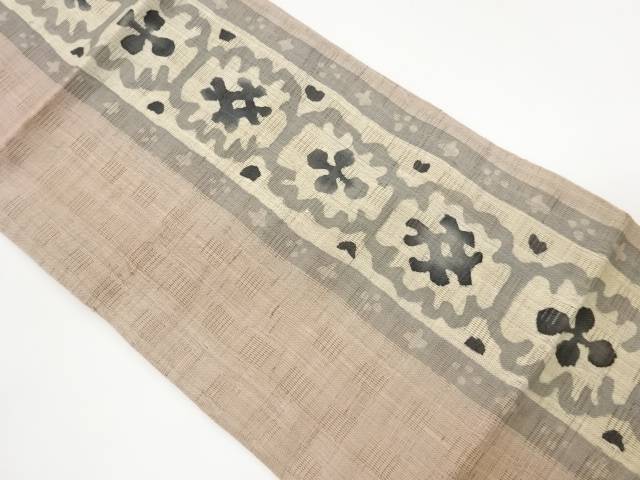 縞に花模様名古屋帯【中古】【着】【名古屋帯】 宗sou