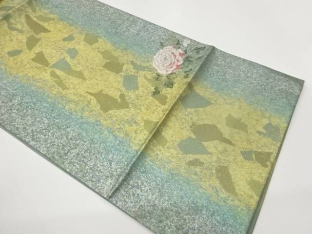 引箔縞に牡丹模様織出し袋帯【中古】【着】【袋帯】 宗sou