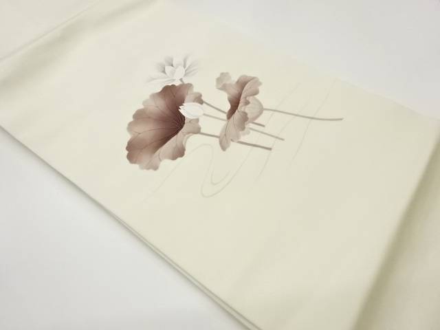 塩瀬金彩手描き流水に蓮模様名古屋帯【中古】【着】【名古屋帯】 宗sou