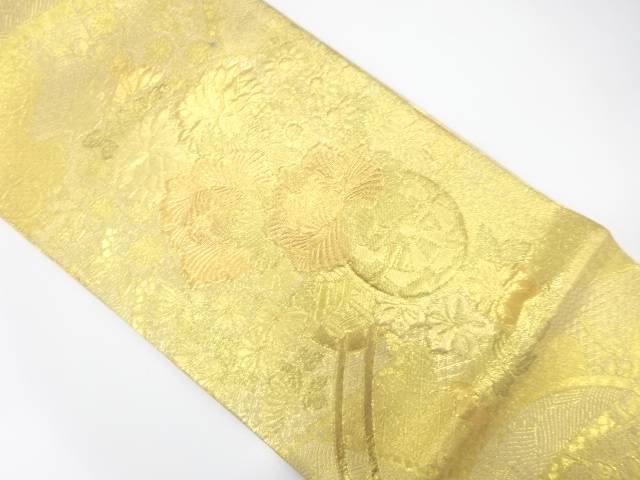 地紙に花車模様織り出し　袋帯【中古】【着】【袋帯】 宗sou