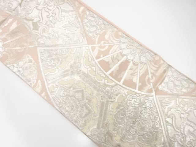 扇に花蜀江模様織り出し　袋帯【中古】【着】【袋帯】 宗sou