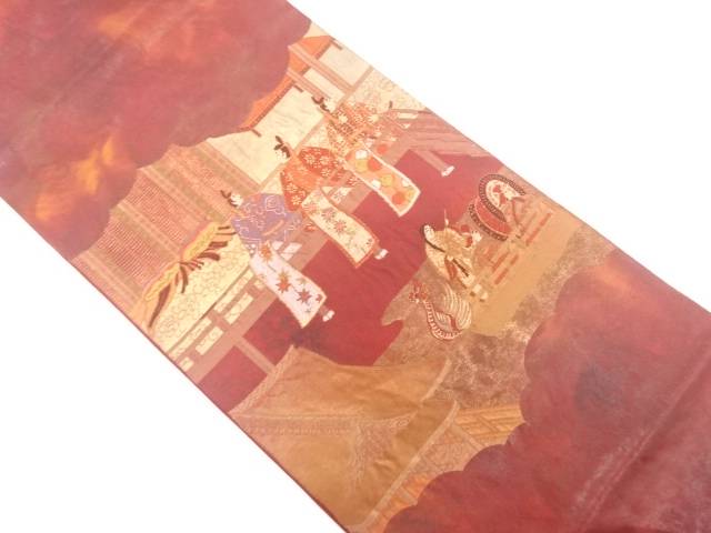 平安人物・風景模様織り出し　袋帯【中古】【着】【袋帯】 宗sou