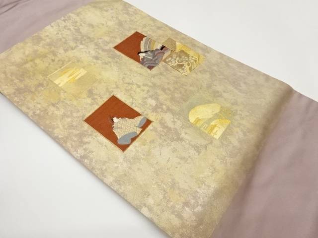金彩蘇州刺繍百人一首模様名古屋帯【中古】【着】【名古屋帯】 宗sou