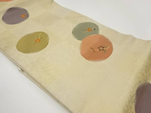 引箔丸に花葉模様織出し名古屋帯【中古】【着】【名古屋帯】 宗sou