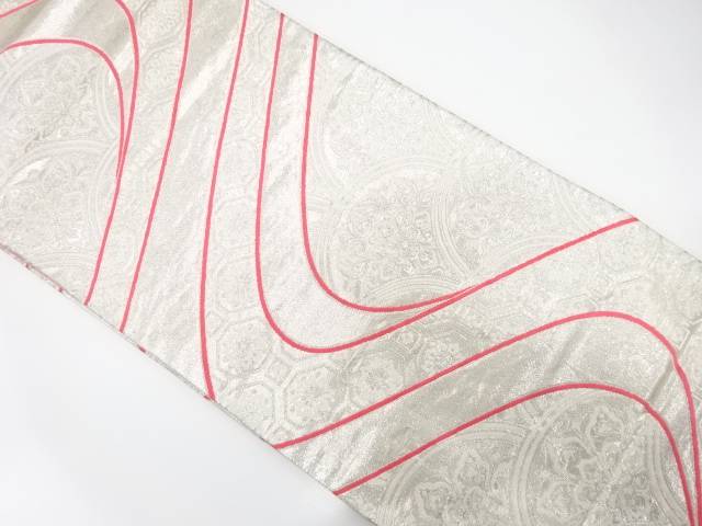 流水に花青海波模様織り出し　リバーシブル全通袋帯【中古】【着】【袋帯】 宗sou