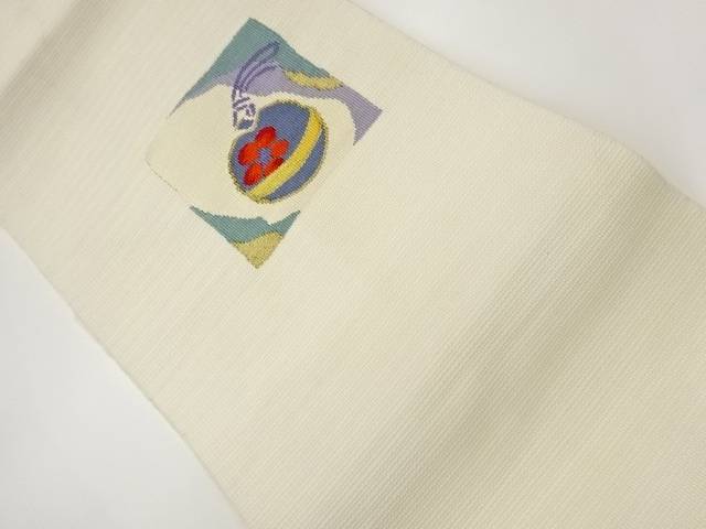 色紙に鈴・梅模様織出し名古屋帯【中古】【着】【名古屋帯】 宗sou