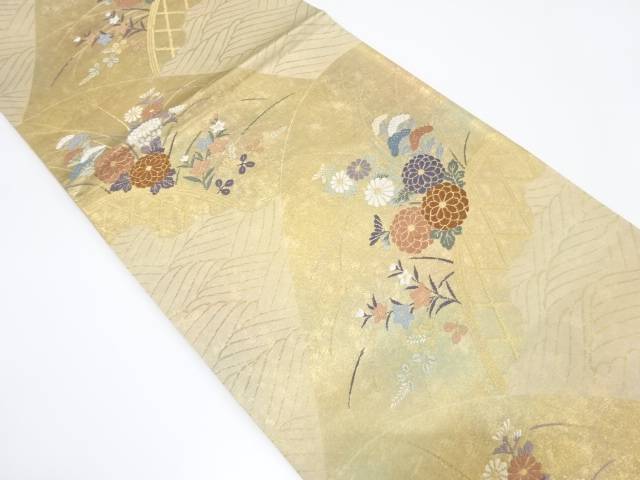 変わり青海波に秋草模様織り出し袋帯【中古】【着】【袋帯】 宗sou