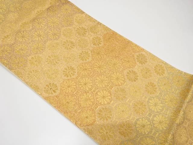 蜀江紋に菊模様織り出し袋帯【中古】【着】【袋帯】 宗sou