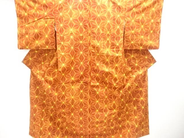 麻の葉模様織り出し手織り紬着物【中古】【着】【紬・お召し】 宗sou