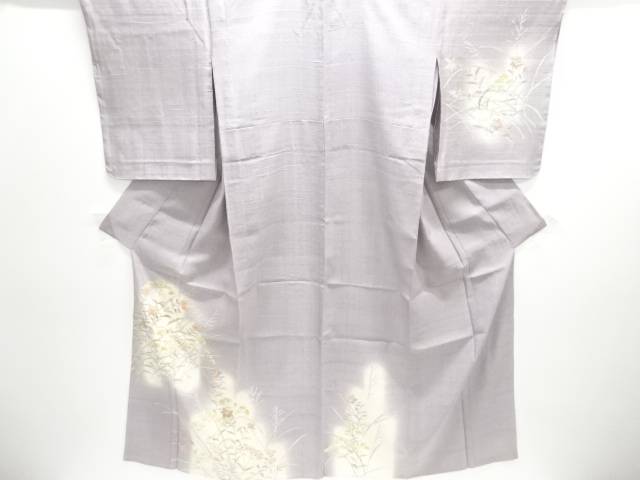 未使用品　しょうざん　生紬　秋草模様単衣訪問着【着】【紬・お召し】 宗sou