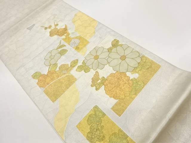 引箔金彩色紙に菊・椿・梅模様袋帯【中古】【着】【袋帯】 宗sou｜お茶道具・着物　【宗 sou】 12,670円