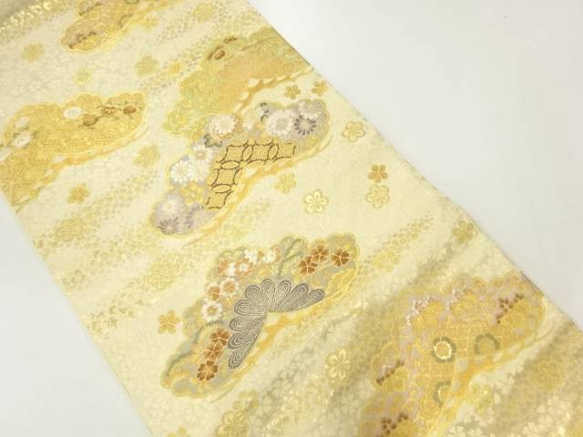 笠松に花模様織出し袋帯【中古】【着】【袋帯】 宗sou