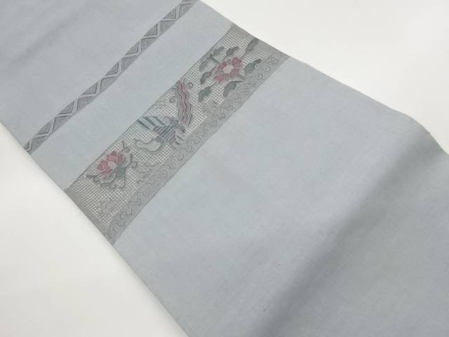 手織り紬相良汕頭刺繍抽象被子植物飾りつけ名古屋帯【中古】【着】【名古屋帯】 宗sou