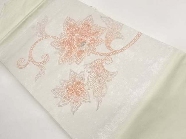 花唐草模様刺繍名古屋帯【中古】【着】【名古屋帯】 宗sou