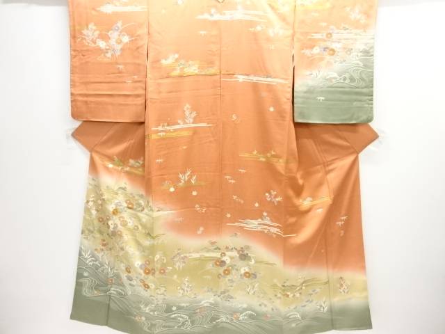 作家物　流水に秋草模様刺繍訪問着【中古】【着】【訪問着・付下げ】 宗sou