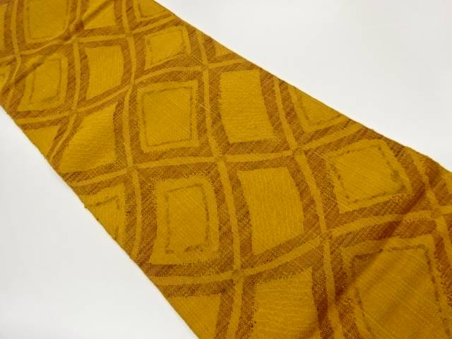 手織り真綿紬変わり襷に菱飾り付け織出し名古屋帯【中古】【着】【名古屋帯】 宗sou 和服-レディースファッション-着物