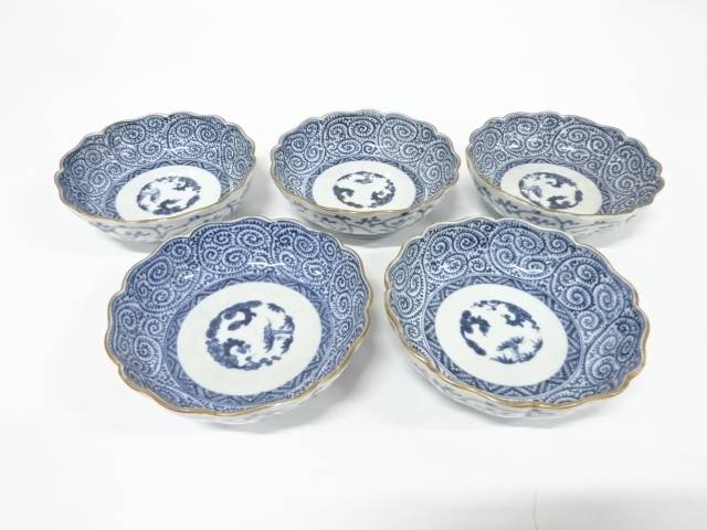 古伊万里 染付 蛸唐草 なます皿 5客【中古】【道】 宗sou