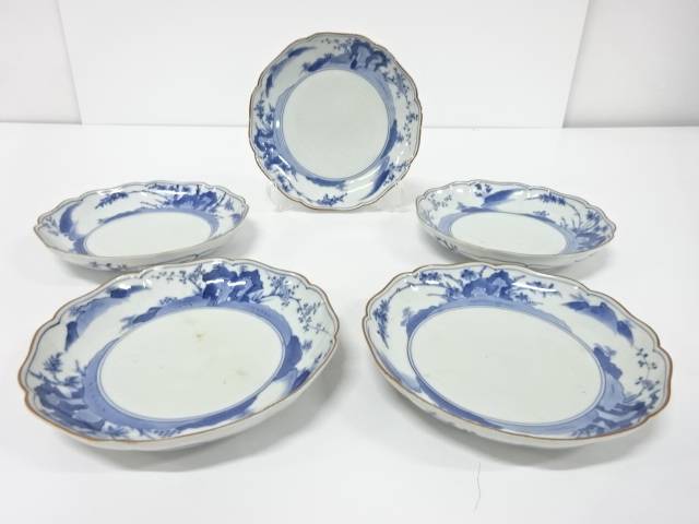 古伊万里 柿右衛門手 染付 六寸皿 5客【中古】【道】 宗sou