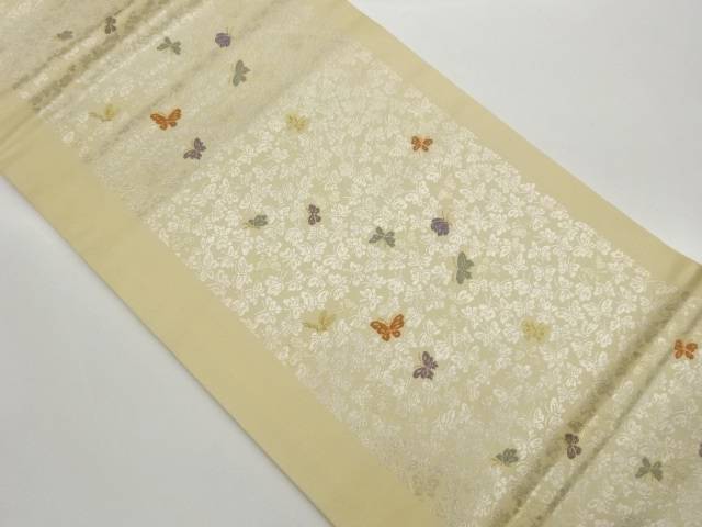 蝶模様織出し開き名古屋帯（額縁仕立て）【中古】【着】【名古屋帯】 宗sou