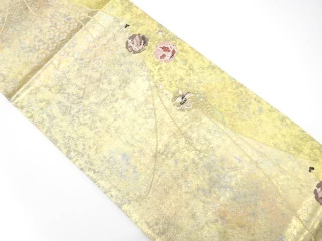 引箔　組紐に蝶・鳳凰模様織り出し　袋帯【中古】【着】【袋帯】 宗sou