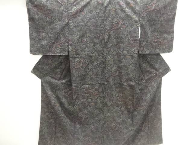花鳥模様手織り紬着物【中古】【着】【紬・お召し】 宗sou