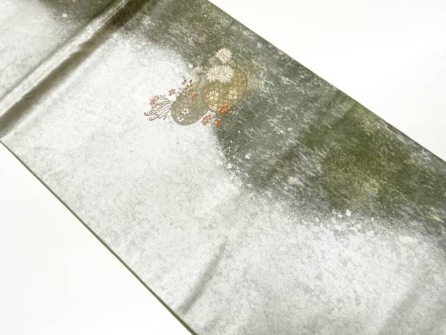花籠に山菜模様織出し袋帯【中古】【着】【袋帯】 宗sou