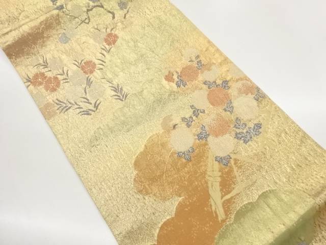 ふくれ織雲に草花模様織出し袋帯【中古】【着】【袋帯】 宗sou