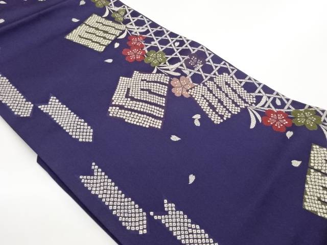 蛇籠に源氏香・枝垂れ桜模様織出し名古屋帯【中古】【着】【名古屋帯】 宗sou