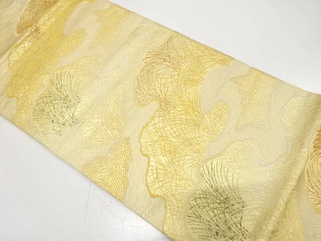 霞取りに草葉模様織り出し　袋帯【中古】【着】【袋帯】 宗sou