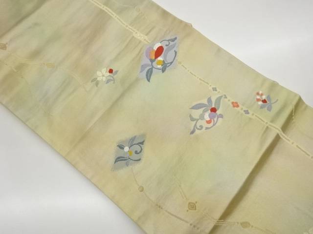 花唐草に菱模様織出し名古屋帯【中古】【着】【名古屋帯】 宗sou