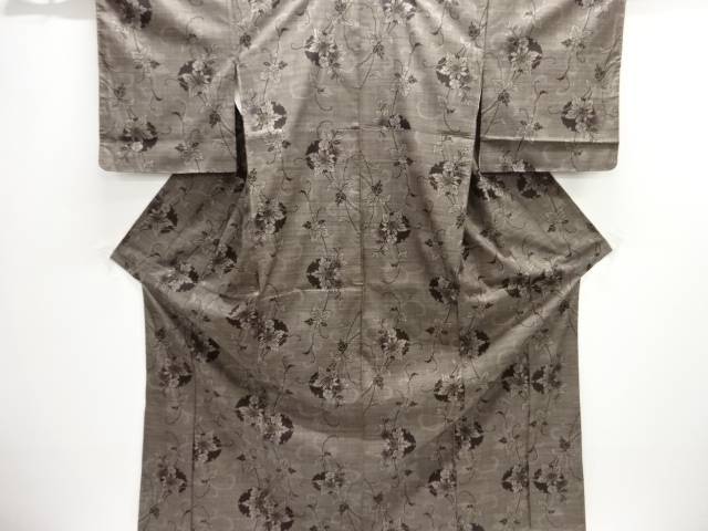 未使用品 仕立て上がり 雪輪に花唐草模様織り出し本場泥大島紬着物(5マルキ)【着】【紬・お召し】 宗sou