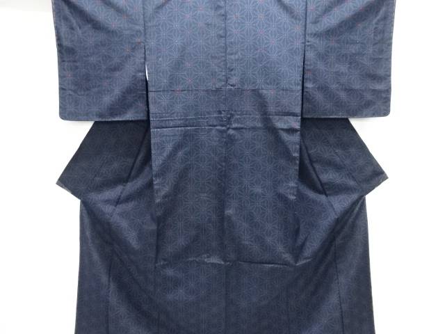 未使用品　麻の葉織出し手織り紬着物【着】【紬・お召し】 宗sou