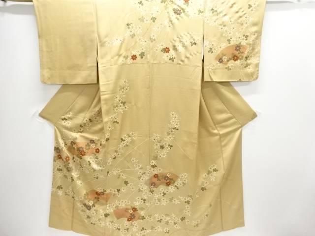 西洋紙に花飾りつけ短い訪問着【中古】【着】【短い訪問着・付下げ】 宗sou