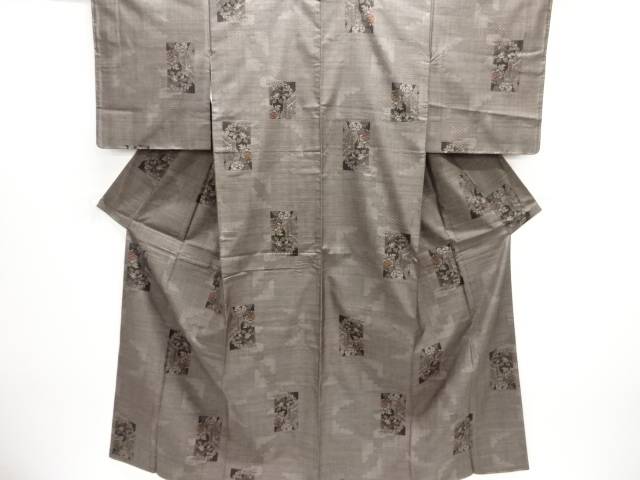 未当て嵌める品 仕立てもの売り上げ金 色紙に御所車・被子植物飾りつけ織り出し発祥地泥大島紬御召しもの(7マルキ)【着】【紬・御召しものし】 宗sou