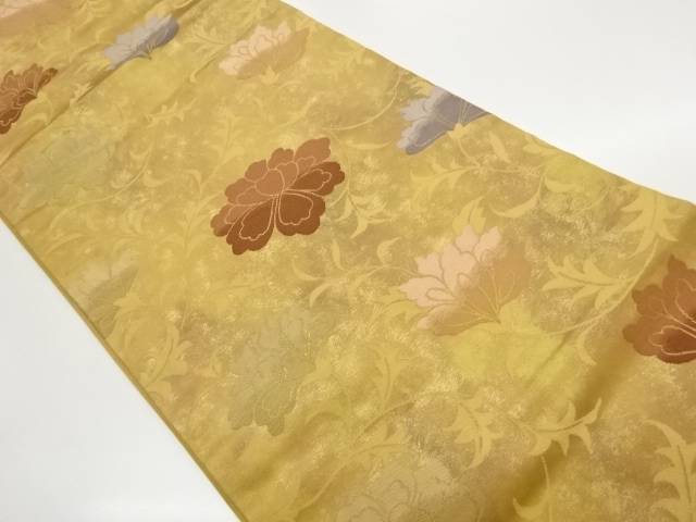 花唐草模様織出し開き名古屋帯（額縁仕立て）【中古】【着】【名古屋帯】 宗sou
