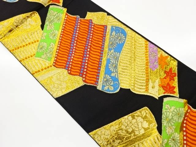 縅毛に花々模様織出し袋帯【中古】【着】【袋帯】 宗sou