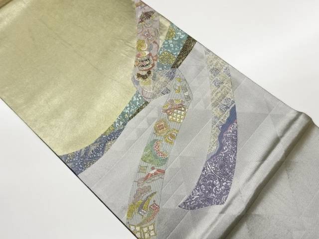 鬘帯に宝尽くし・花唐草模様織出し袋帯【中古】【着】【袋帯】 宗sou｜お茶道具・着物　【宗 sou】