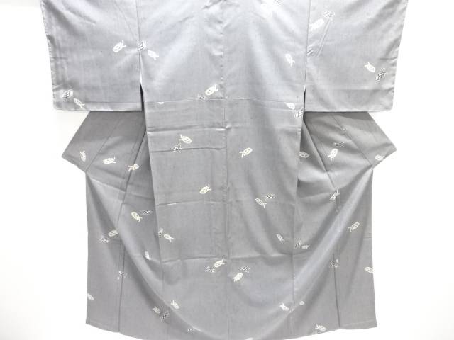 未当て嵌める品 絵描き物 魚飾りつけ縦節紬御召しもの【着】【紬・御召しものし】 宗sou