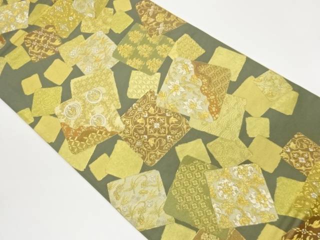 色紙散らしに花々・古典柄模様織出し袋帯【中古】【着】【袋帯】 宗sou｜お茶道具・着物　【宗 sou】 20,370円