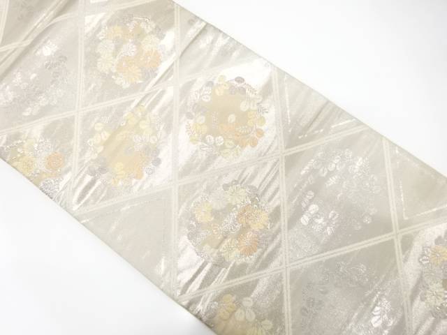 斜め格子に萩・菊模様織り出し　袋帯【中古】【着】【袋帯】 宗sou