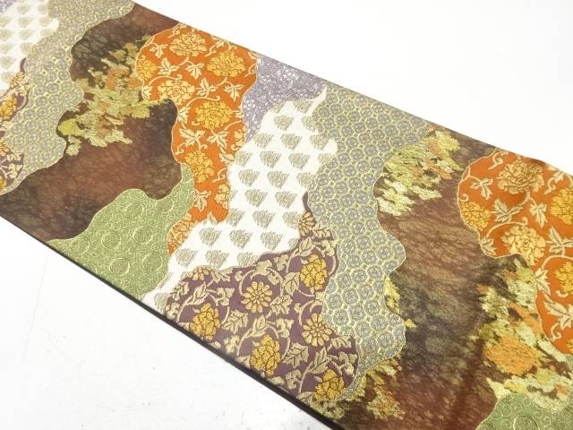 金糸　道長取りに名物裂織り出し　袋帯【中古】【着】【袋帯】 宗sou