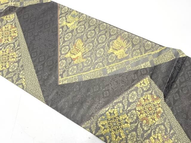 霜鳥忍　鳳凰に花更紗模様織り出し　袋帯【中古】【着】【袋帯】 宗sou