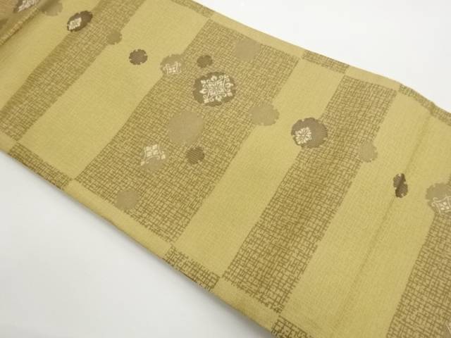横段に雪輪・花菱模様織出し名古屋帯【中古】【着】【名古屋帯】 宗sou